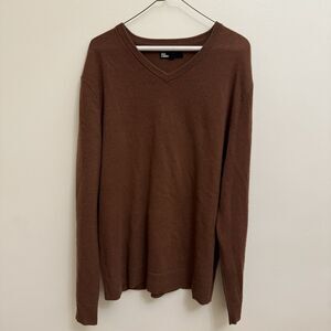 The Commons Brown Cashmere Sweater V Neck Men’s XL Preppy Academia Quiet Luxury